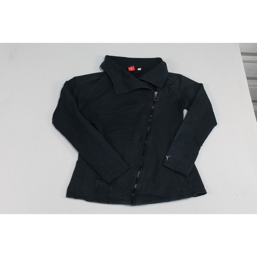 Puma Men Black Sweater Cowl Neck Casual Long Sleeve Side Zip Size Large